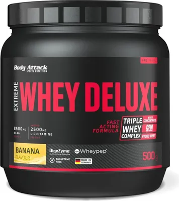 Produktbild von Body Attack Extreme Whey Deluxe 500g Banane