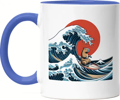 Produktbild von Capybara auf der Welle Tasse blau Wasserschwein Surfen Japan Kanagawa Retro