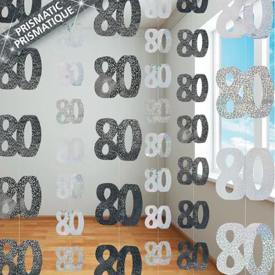 Produktbild von 80. Geburtstag | hängende Girlanden schwarz / silber