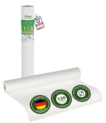 Produktbild von Glattvlies Vliestapete weiß – Renoviervlies Untertapete, 25,00 m x 0,75 m, 130g/m², überstreichbar, rissüberbrückend, formstabil – Veluxis