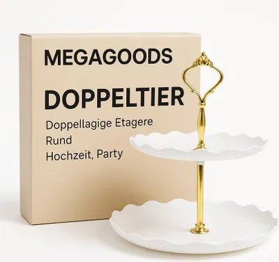 Produktbild von Doppellagige Etagere rund Hochzeit Party Obst Kuchenständer DE.
