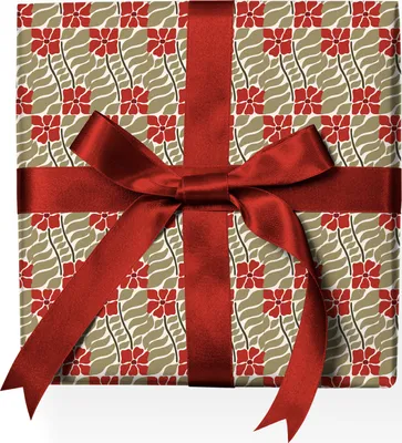 Produktbild von Jugendstil Weihnachts-Geschenkpapier mit grafischem Weihnachtsstern Muster, rot - G22148, 32 x 48cm