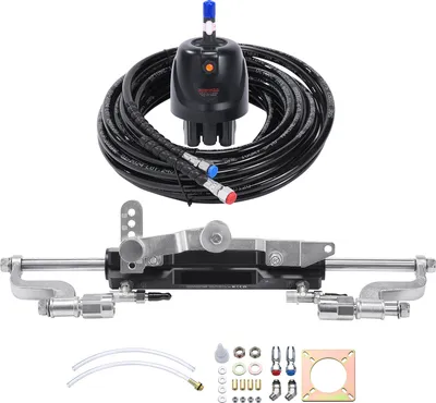 Immagine prodotto di SucceBuy Idraulico fuoribordo sterzo Set 300hp Marine barca casco pompa a due vie cilindro 26ft tubo singolo motore