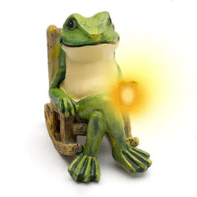 Image de Décoration en forme de grenouille, animaux de jardin à énergie solaire avec éclairage LED, figurines de jardin à énergie solaire, figurine décorative en forme de grenouille pour l'intérieur et l'extérieur.