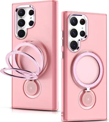 Image de Etui pour Samsung Galaxy S23+, compatible MagSafe, magnétique avec support, coque rigide mate Rose