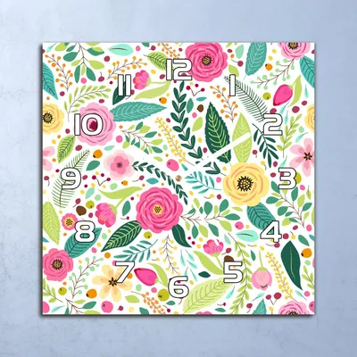 Produktbild von Deko Glasuhr Wanduhr 30x30 Bunte Mohnblumen Quarz Küchenuhr Bürouhr