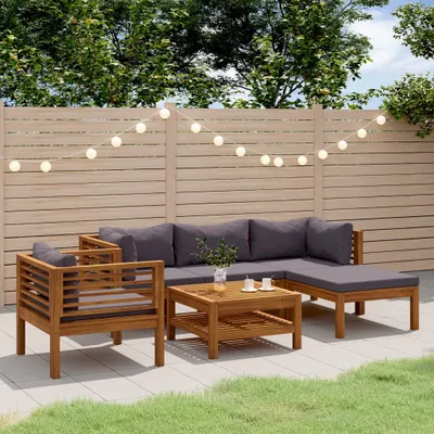 Produktbild von The Living Store 6-tlg. Garten-Lounge-Set mit Auflage Massivholz Akazie
