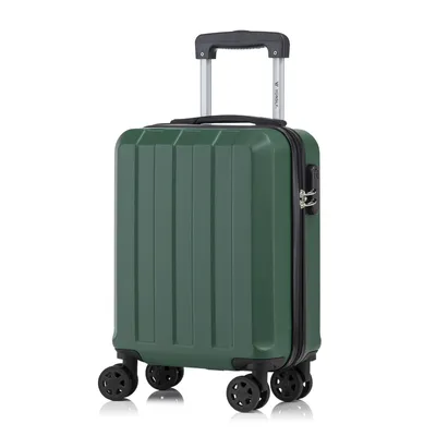 Produktbild von Koffer Trolley Reisekoffer Suitcase, Rollkoffer Handgepäck ,mit 4 Rollen360°, Hartschalenreisekoffer, Zahlenschloss, Weicher Gummigriff (S, Dunkelgrün