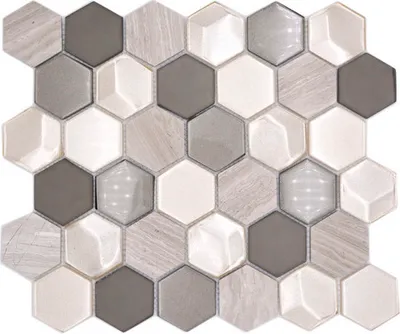 Produktbild von Glasmosaik mit Naturstein HXN 44 grau 26x30 cm