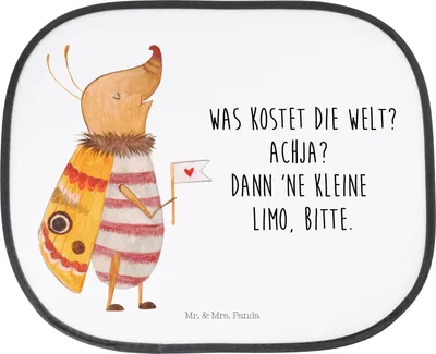 Produktbild von Mr. & Mrs. Panda Auto Sonnenblende Nachtfalter Fähnchen - Weiß - Geschenk, Süß, Hitzeschutz, Lustige Sprüche, Spruch Witzig, Autoscheiben Sonnenschutz, Seitenscheibe