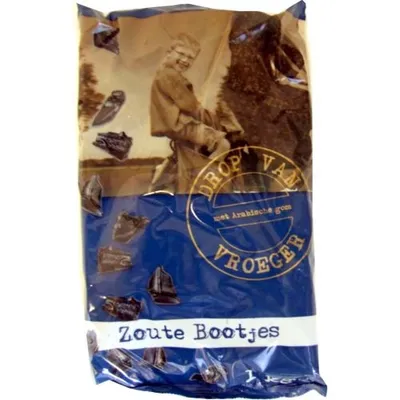 Produktbild von Drop van Vroeger Holland-Lakritze Zoute Bootjes 1000g (salziges Lakritz)
