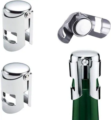 Produktbild von 3 Stück Champagner- und Weinflaschenstopper – Rostfreier Vakuumflaschenverschluss, leckfreier Champagnerstopper, wiederholbarer Weinflaschenverschluss, Bier- und Schaumweinverschluss