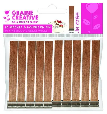 Image de 10 mèches de bougie en pin 13 x 2 cm