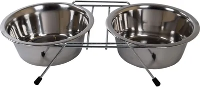 Image de BURI Station d'alimentation pour chiens Barre d'alimentation Ecuelle pour chien Ecuelle à eau Support de nourriture 2x16cm