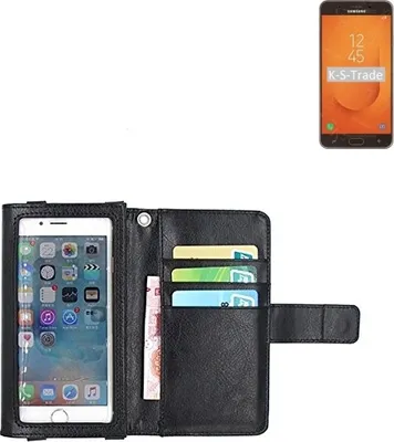 Produktbild von K-S-Trade Handy Hülle Schutz Hülle Kompatibel mit Samsung Galaxy J7 Prime 2 Case mit Displayschutz / Schutzfolie Flip Cover Wallet case Etui Hülle
