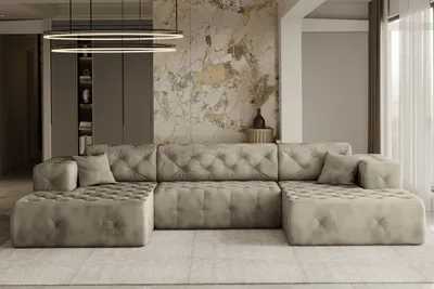 Produktbild von Kaiser Möbel Freistehendes Ecksofa LUX, stark gesteppte U-Form, weicher,Stoff Whisper Creme