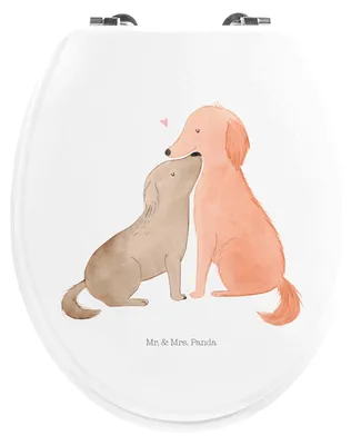Produktbild von Mr. & Mrs. Panda Toilettendeckel Hunde Liebe - Weiß - Geschenk, Vertrauen, Kuss, Herz, WC Sitz, Brille, WC-Sitz, design klobrille, Hund, Sprüche, klo deckel