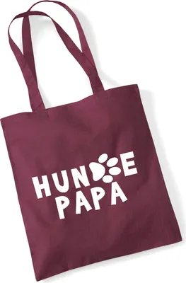 Produktbild von Huuraa Jutebeutel Hundepapa Tapse 10 Liter Burgundy Baumwolle Tasche Geschenkidee