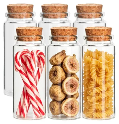 Image de Omgoods - Coffret de 6 mini-bouteilles en verre avec bouchons en liège, idéal pour les projets créatifs