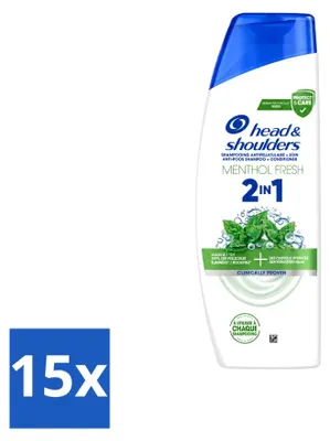 Produktbild von 15 x Head & Shoulders 2-in-1 Menthol Fresh Anti-Schuppen Shampoo 300 ml - Vorteilspackung - 15 Stücke