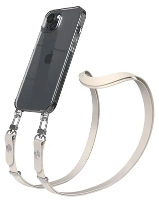 Produktbild von EAZY CASE Handykette magnetisch mit Handyhülle für Apple iPhone 15, Crossbody Handyband 1-1,90m verstellbar mit 2 Ösen in Creme