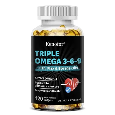 Obrázok produktu pre Triple Omega 3-6-9 (120 kapsúl) Srdce, mozog, kosti, kardiovaskulárne zdravie, imunitný systém, oči, nervový systém