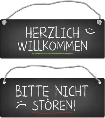 Produktbild von Nicht stören oder herzlich willkommen Wendeschild mit Kordel im Tafel-Stil Büro