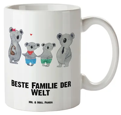 Produktbild von Mr. & Mrs. Panda Pott Koala Familie zwei - Weiß - Geschenk, Große Tasse, Haferl, steingut, Bruder, Koalabär, Teetasse, Kaffeepott, jumbotasse