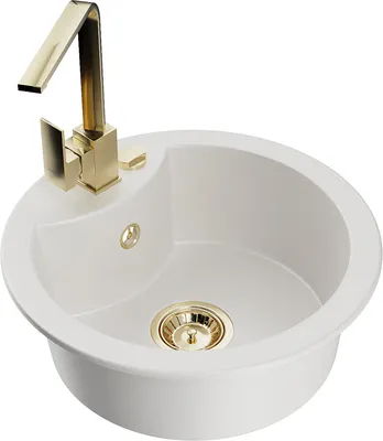Produktbild von Mexen Diego 1-Becken-Granit-Spüle mit Mischbatterie Rita, Weiß - 6512-20-670300-50
