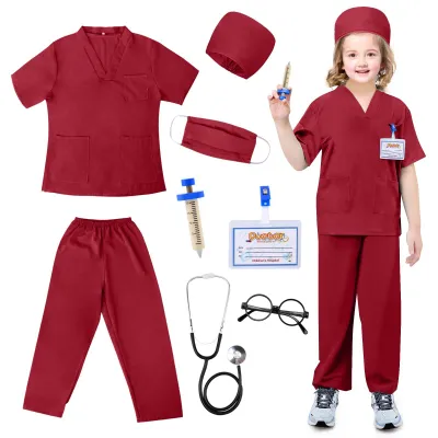 Imagen del producto de Maletín de médico para niños, con instrumentos de juguete, para niños de 3 a 10 años, de color rojo, ideal para juegos de rol