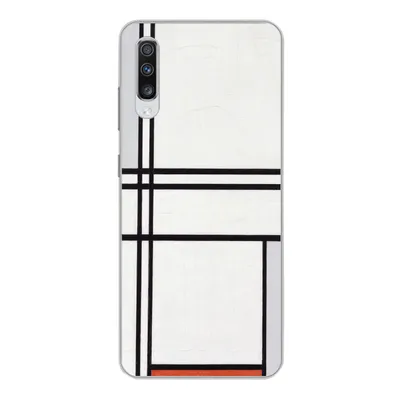 Produktbild von MuchoWow® Handyhülle Schutzhülle Hülle für Samsung Galaxy A70 Komposition 1 mit Rot und Grau - Piet Mondrian Silikon Softcase Handy Hülle - Schutzhaube