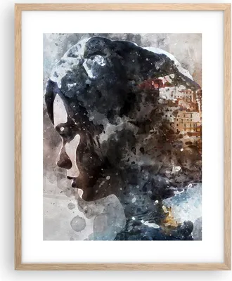 Produktbild von Gerahmtes Poster - Rahmen in heller Eiche - Frau Abstraktion - 40x50 cm - Wand Bild - Wanddeko - Wandbilder - Kunstposter - Wandposter - Bilderrahmen - Bilder - Kunstdruck - Wandbild - P2NPA40x50-3956
