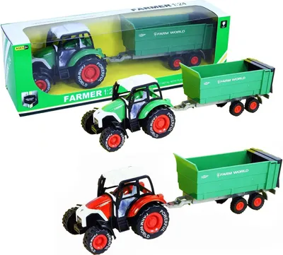 Produktbild von Farm Traktor mit Anhänger im Maßstab 1:24 - farblich Sortiert - Preis pro Artikel