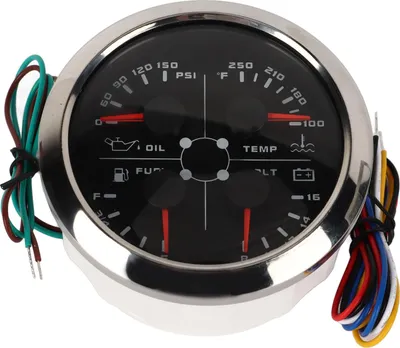 Obrázek produktu pro multifunkční manometr 4v1 85mm Hladina paliva Tlak oleje Teplota vody Voltmetr DC 8-16V pro auto RV Loď Motocykl
