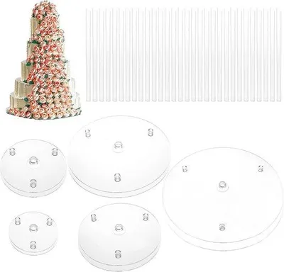 Image de 2 supports réutilisables pour gâteaux, idéaux pour les gâteaux de mariage à plusieurs étages et les gâteaux de fête