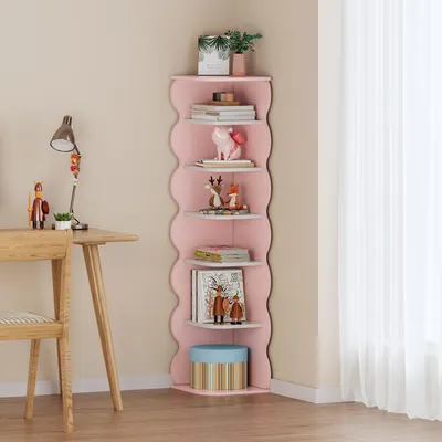 Obrázek produktu pro Dětský rohový regál 'Vestnes' MDF 108 x 27 x 27 cm Bavlna Candy / Bílá