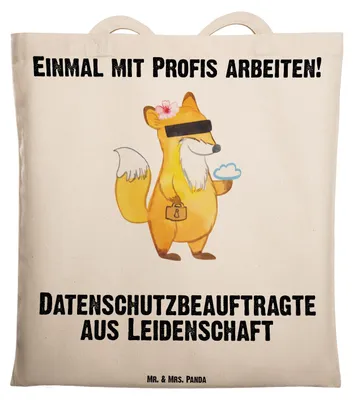 Produktbild von Mr. & Mrs. Panda Tote Bag Datenschutzbeauftragte Leidenschaft - Transparent - Geschenk, Datenschutz, Lustig, Beruf, Tasche, Shopping, Spruch, Einkaufstasche, Schultasche