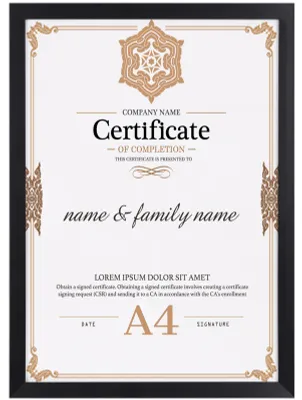 Obrázok produktu pre Rám na obrázky Ditwis, formát A4, čierna farba, rám DIN A4 pre dokumenty a certifikáty formátu 21x29,7 cm