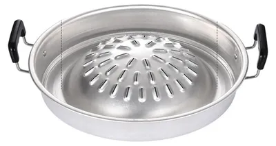 Productafbeelding van Steakgrill, kolengrillpan, multifunctionele grill-hotpot van aluminium, geschikt voor familiebijeenkomsten en picknicks in de open lucht, groot, 35 cm