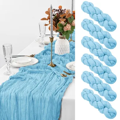 Produktbild von Käsetuch Tischläufer 6 Stück Hellblau 90 x 300 cm Babyblau Polyester/Viskose