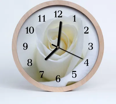 Produktbild von Holzuhr 20fi cm wanduhr - Weiße Rose Blumen