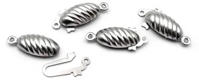 Produktbild von Vintageparts Steckverschlüsse 304 Edelstahl platinfarben oval 4 Stück