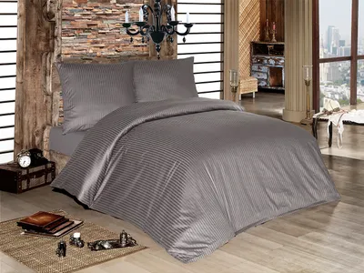 Produktbild von Bettwäsche 200x200 + 2x 80x80 Satin HOTEL DAMAST Premium Baumwolle 3 teilig Anthrazit
