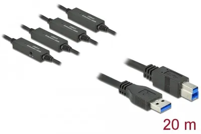 Produktbild von DeLOCK 85382, 20 m, USB A, USB B, USB 3.2 Gen 1 (3.1 Gen 1), 5 Gbit/s, Schwarz