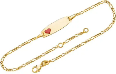 Produktbild von 375er Gelbgold Armband mit rotem Herz ID1024-G