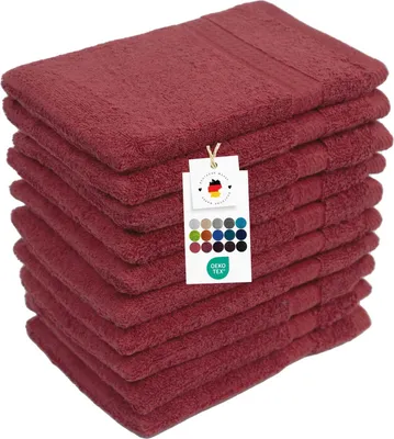 Produktbild von Waschlappen 16x21 cm aus 100% Baumwolle 500g/m2, 10er Set Waschhandschuhe Bordeuax