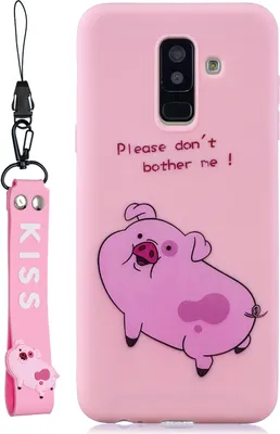 Produktbild von Für Samsung A6 plus 2018 Niedlich gefärbte TPU Anti-Scratch rutschfeste Schutzhülle Zurück Gehäuse mit Lanyard Rosenrot