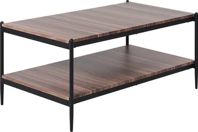 Zdjęcie produktu dla BELIANI Stolik kawowy ciemnobrązowy czarny MDF metal 100 x 52 x 45 cm półka nowoczesny industrialny