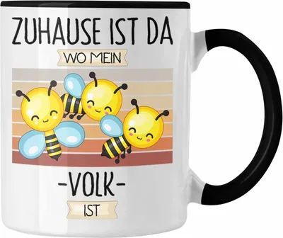 Produktbild von Trendation - Imker Tasse Geschenk Geschenkidee Lustiger Spruch Zuhause Ist Da Wo Mein Volk Ist Bienen Züchter (Schwarz)