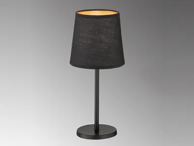 Produktbild von Kleine FHL easy! Tischleuchte EVE mit Stoffschirm Schwarz Gold Ø 14cm